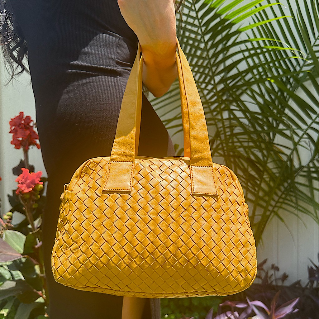 Bottega Veneta Yellow Woven Tote